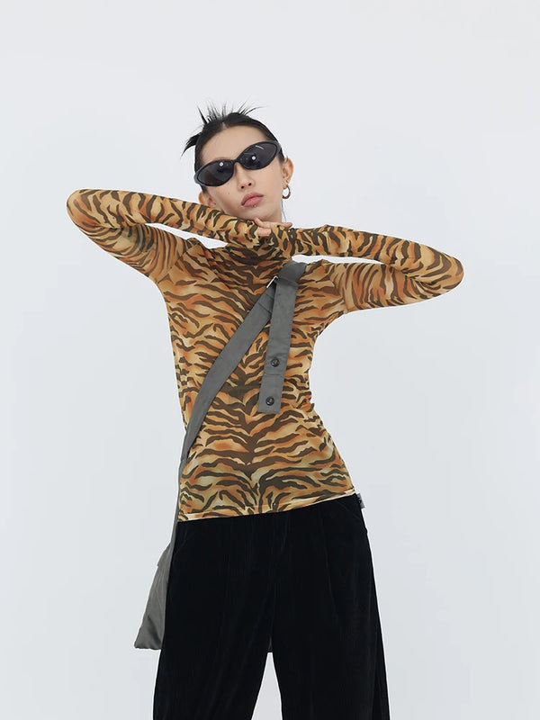 Top Streetwear Dolcevita a maniche lunghe Tiger