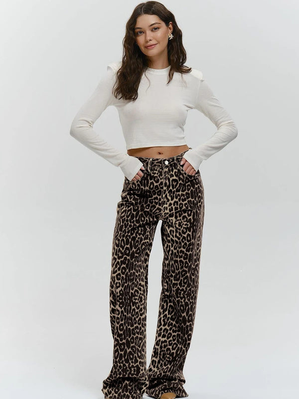 Pantalone leopardato regular fit