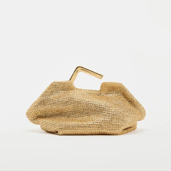 Borsa oro con manico in metallo
