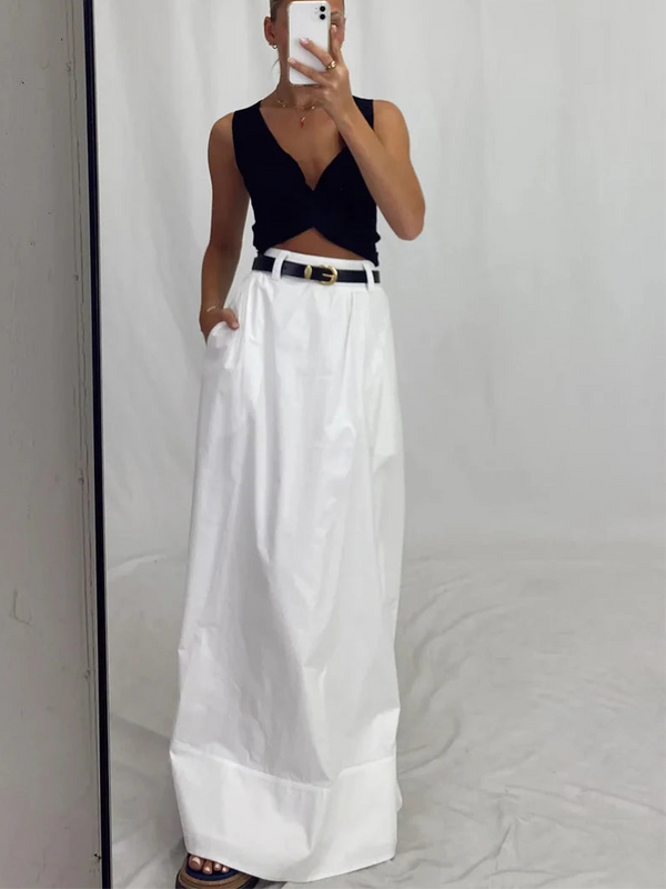 Gonna in cotone bianco casual