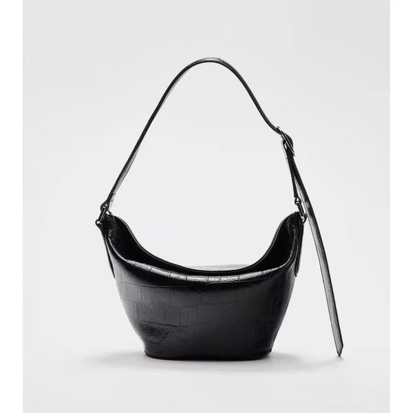 Borsa secchiello a tracolla in pelle sintetica