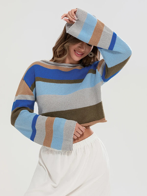 Maglione crop a righe